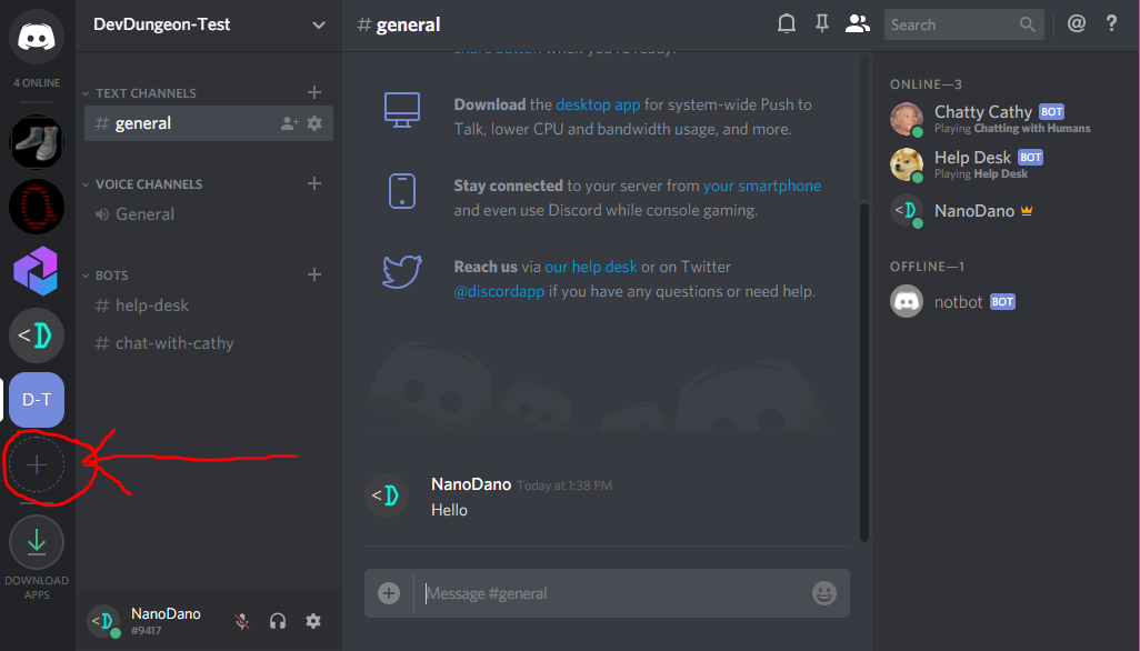 Javascript Discord Bot Tutorial Devdungeon - how to add bots to discord manually